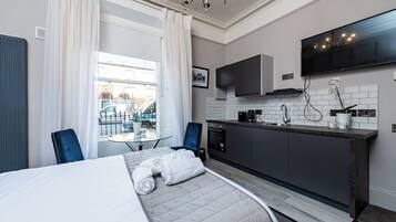 1 bedroom, iron/ironing board, travel crib, WiFi (free)