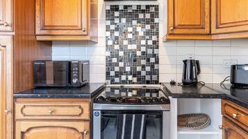 Fridge, microwave, oven, toaster