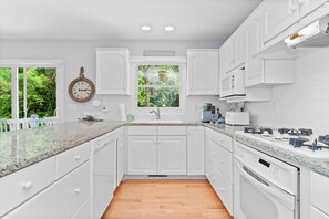 Fridge, microwave, oven, stovetop - Soundfront Getaway | 4BR + Bonus Rooms + Golf Cart Access (Emerald Isle)