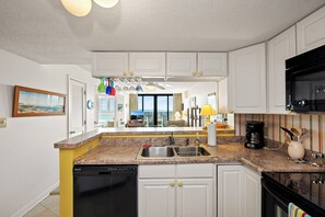 Fridge, microwave, oven, stovetop - Oceanfront Condo w/ Balcony Views, Pools, Hot Tub & On-Site Dining (Atlantic Beach)