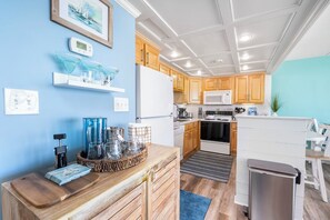 Fridge, microwave, oven, stovetop - 5th Floor Oceanfront Condo w/ Outdoor Pool by Seaside Vacations & Sales (Ocean City)
