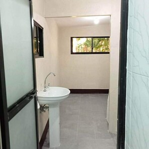 Shower, bidet, towels, toilet paper