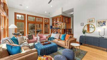 Smart TV, foosball, table tennis, books