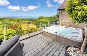 Terrace/patio - Luxury Sea View Home with Hot Tub & Sauna (Llanallgo)