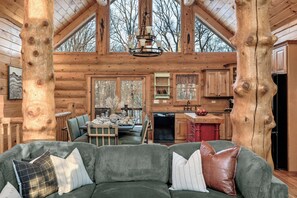 Living area - Luxury Log Cabin-Golf Simulator, Speakeasy, Rogue Gym, Sauna, Hot Tub, Game Room (Hawley)