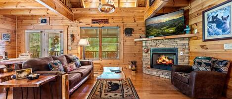TV, fireplace