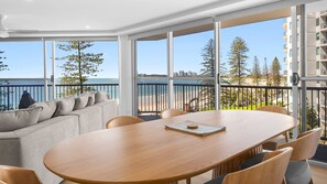 Dining - Completely renovated luxury beachfront apartment with amazing ocean views: (Mooloolaba)