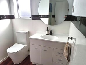 Douche, sèche-cheveux, serviettes fournies, papier toilette