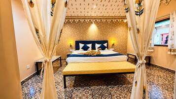 Luxury Tent | In-room safe, individually decorated, desk, laptop workspace