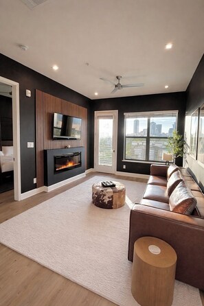 Living area - Luxury Penthouse w/ Balcony • Downtown Dallas Skyline Views • Gym • Free Parking (Dallas)