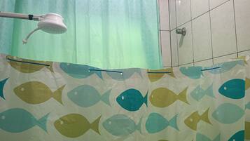 Shower, bidet, soap, toilet paper