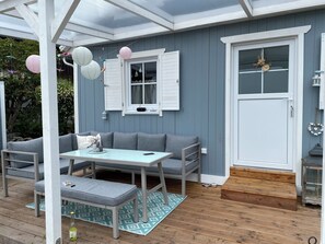 Outdoor dining - Cozy vacation home on the Oberuckersee (Oberuckersee)