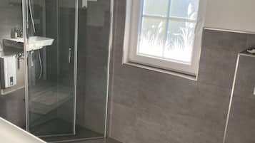 Shower, soap, toilet paper