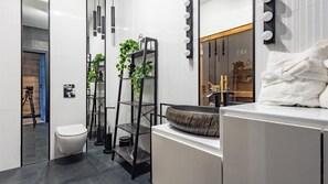 Departamento Deluxe, 2 habitaciones, aire acondicionado, vista al lago | Baño