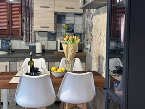 House, 2 Bedrooms, Accessible, Patio | Dining room - Traditional Stone House - Where Tradition Meets Comfort (Mesa Chorio)