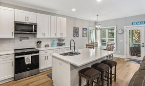 Fridge, microwave, oven, dishwasher - Charleston-Style Retreat, Golf Cart Included, Overlooking Ocean Creek Golf Course, 698 Bonito (Fripp Island)