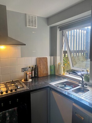 Private kitchen - Cute and colourful East London garden flat close to Victoria Park (London)