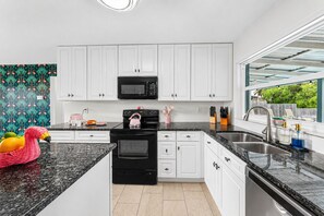 Fridge, microwave, oven, stovetop - Lakefront Pool House | 4BR Bike to Beach (Seminole)