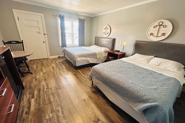 Room, 2 Queen Beds | Desk, iron/ironing board (on request), WiFi (free), bed sheets