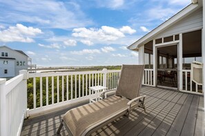 Terrace/patio - Soundside Solace 5BR w/ Elevator + Dock Views (North Topsail Beach)