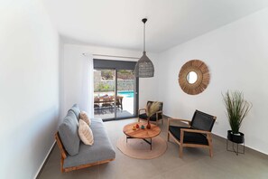 Living area - Pefkos Vista Villa Galini – Private Pool & Sea View (Lindos)