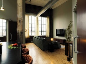 Living area - Pecan Lofts | 2BR Warehouse District Loft (Peoria)