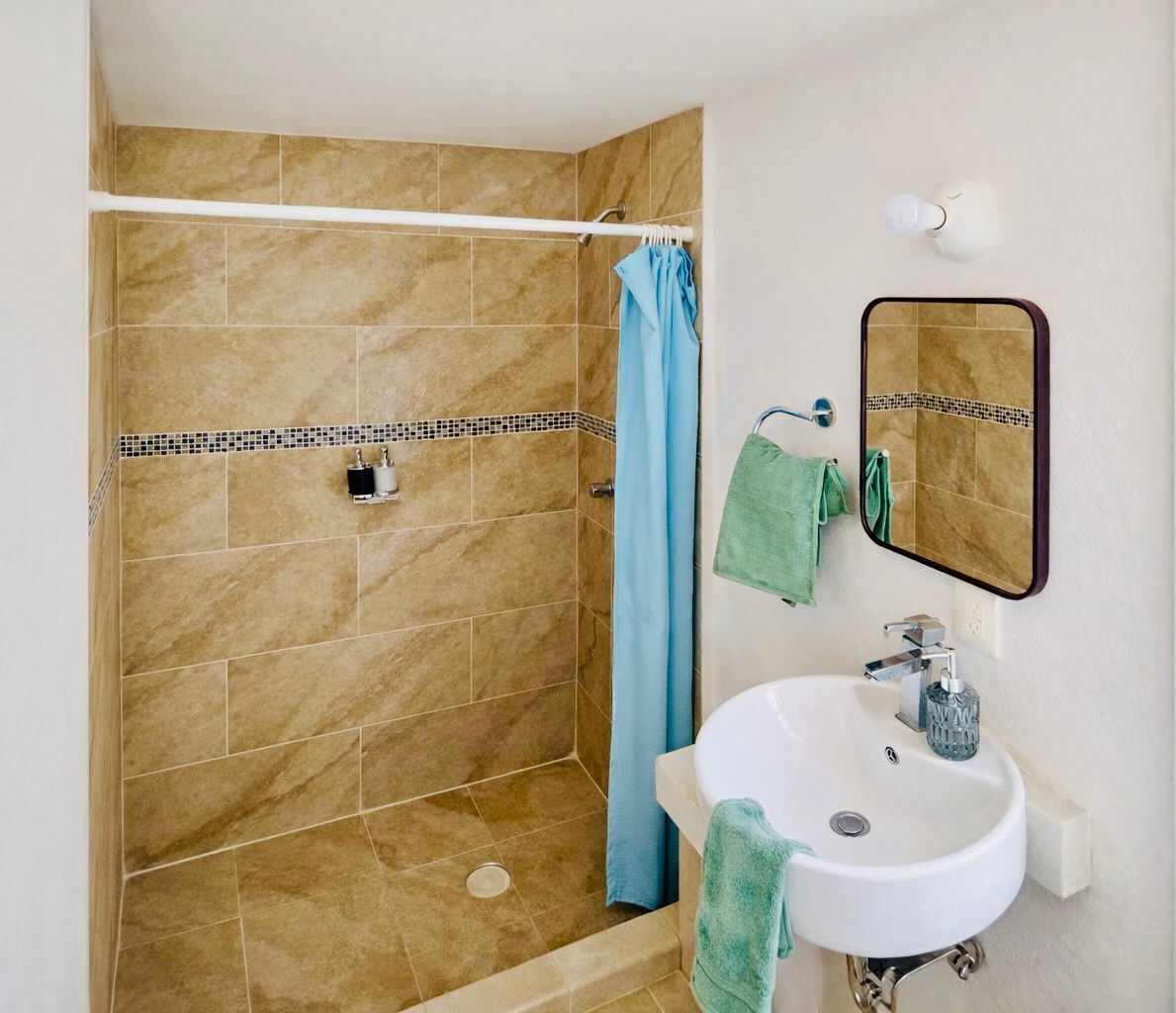 Jetted bath, towels, soap, toilet paper