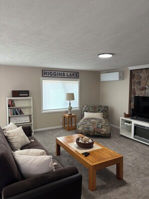 Smart TV, DVD player, books, video library