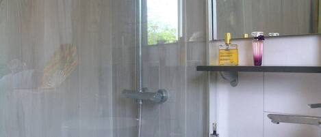 Hair dryer, towels, toilet paper