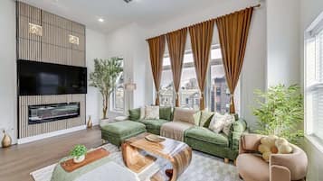 TV, fireplace, offices