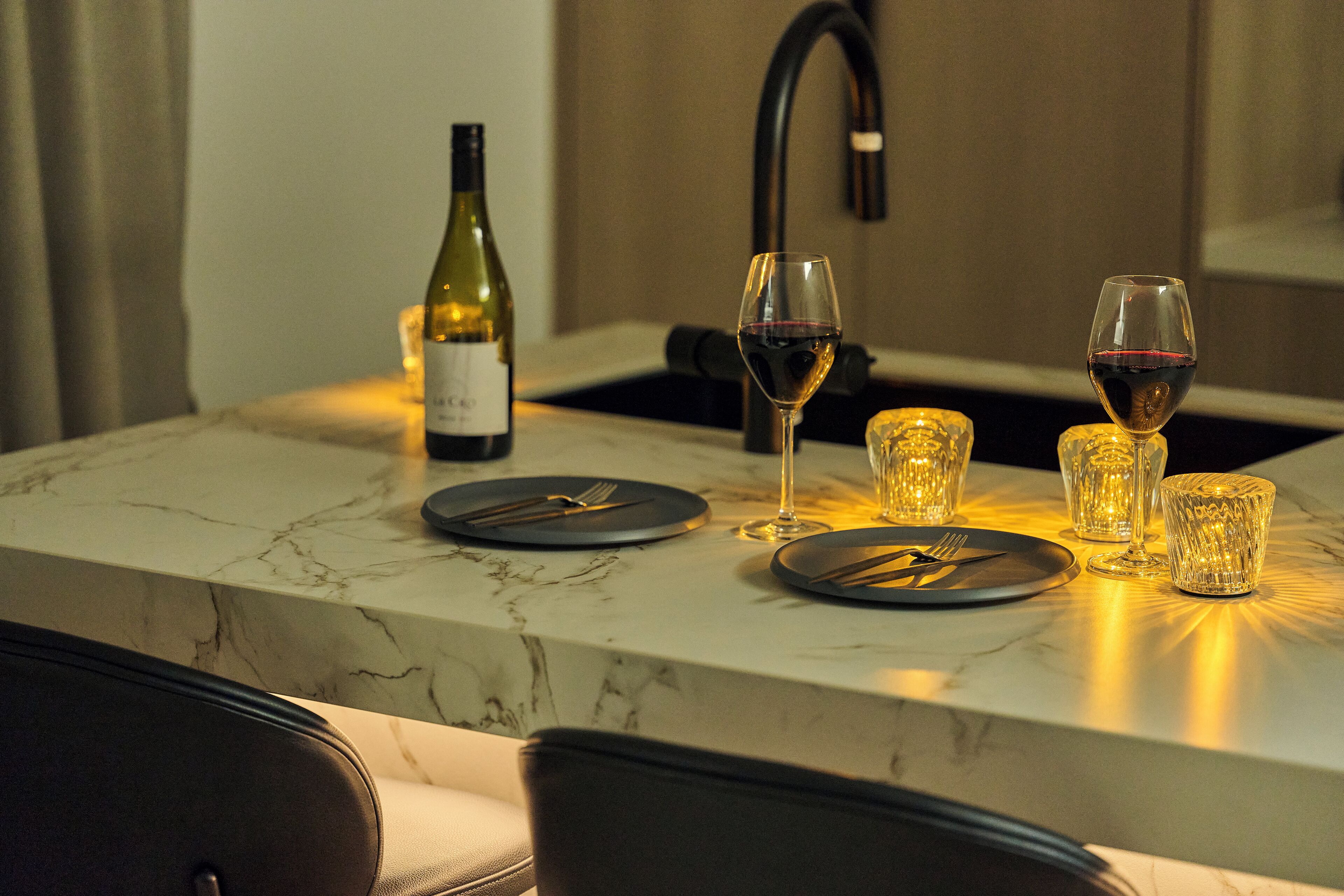Luxury Villa | Private kitchen | Fridge, microwave, stovetop, electric kettle