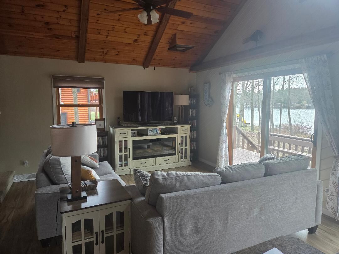Smart TV, fireplace, DVD player, video library