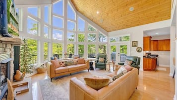Smart TV, fireplace, video games, books