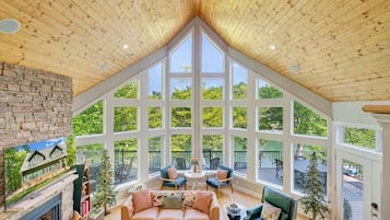 Smart TV, fireplace, video games, books