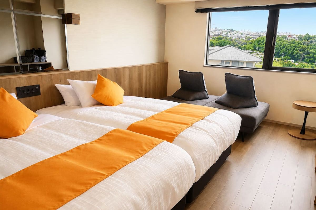 Habitación estándar con 2 camas individuales, vista al océano (Modern Japanese-Western,25sqm) | Escritorio, wifi gratis y ropa de cama