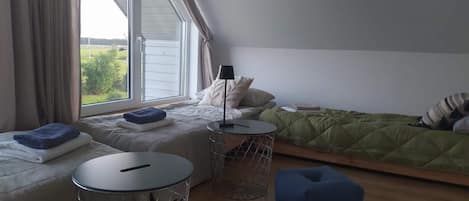 9 bedrooms, individually furnished, bed sheets
