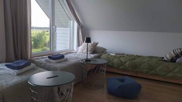 9 bedrooms, individually furnished, bed sheets