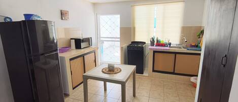 Microwave, oven, coffee/tea maker, toaster