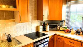 Fridge, microwave, oven, electric kettle