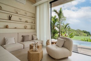Premier Villa, 2 Bedrooms, Balcony, Sea View | Living area | TV - KONO Villas & Resort (Kutuh)