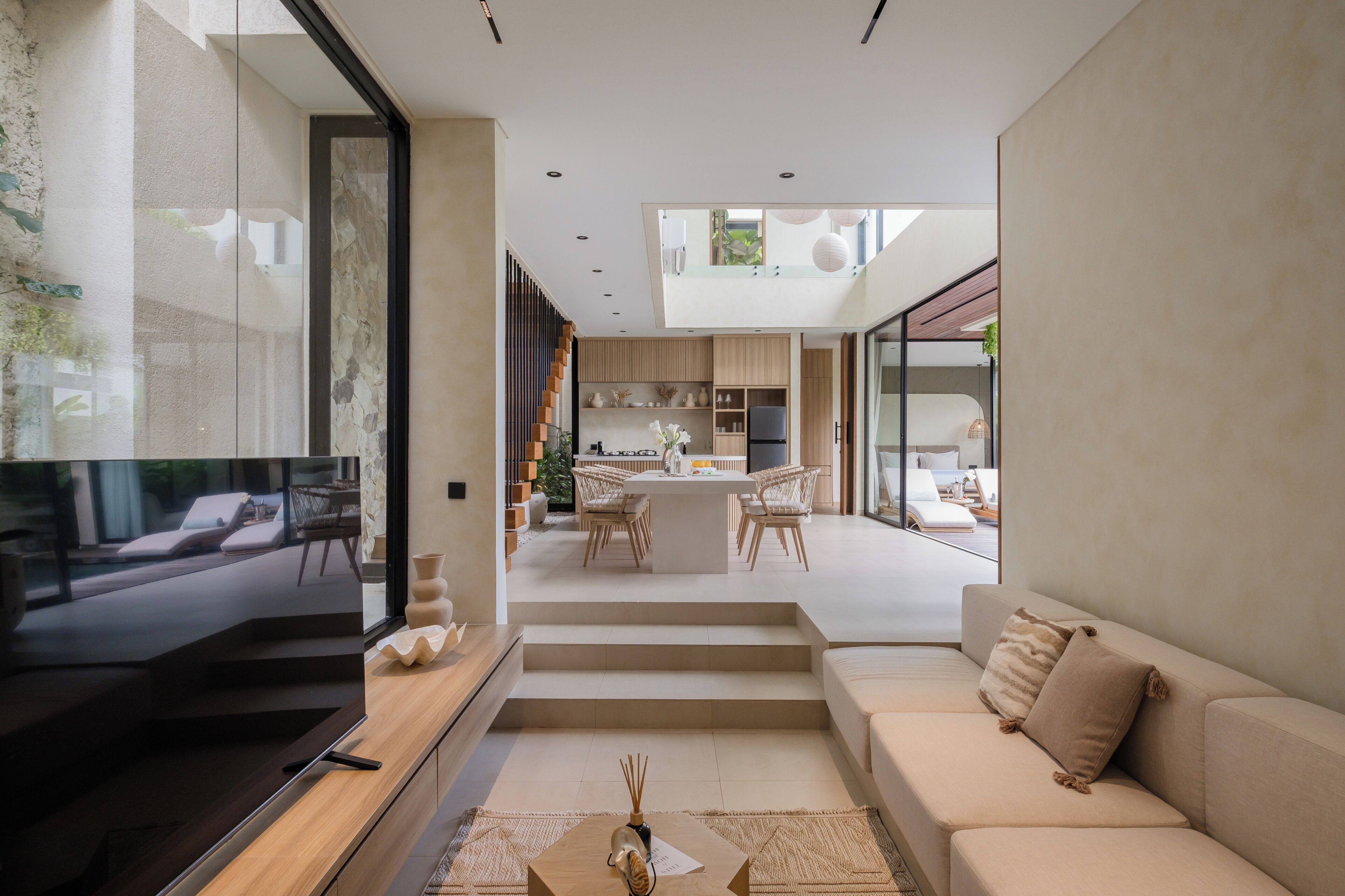 Villa Exécutive, 2 chambres, balcon, vue partielle sur la mer | Coin séjour