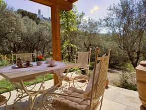 Outdoor dining - Charming Apartment in the Tuscan Countryside surrounded by olive groves (CASTIGLION FIORENTINO)