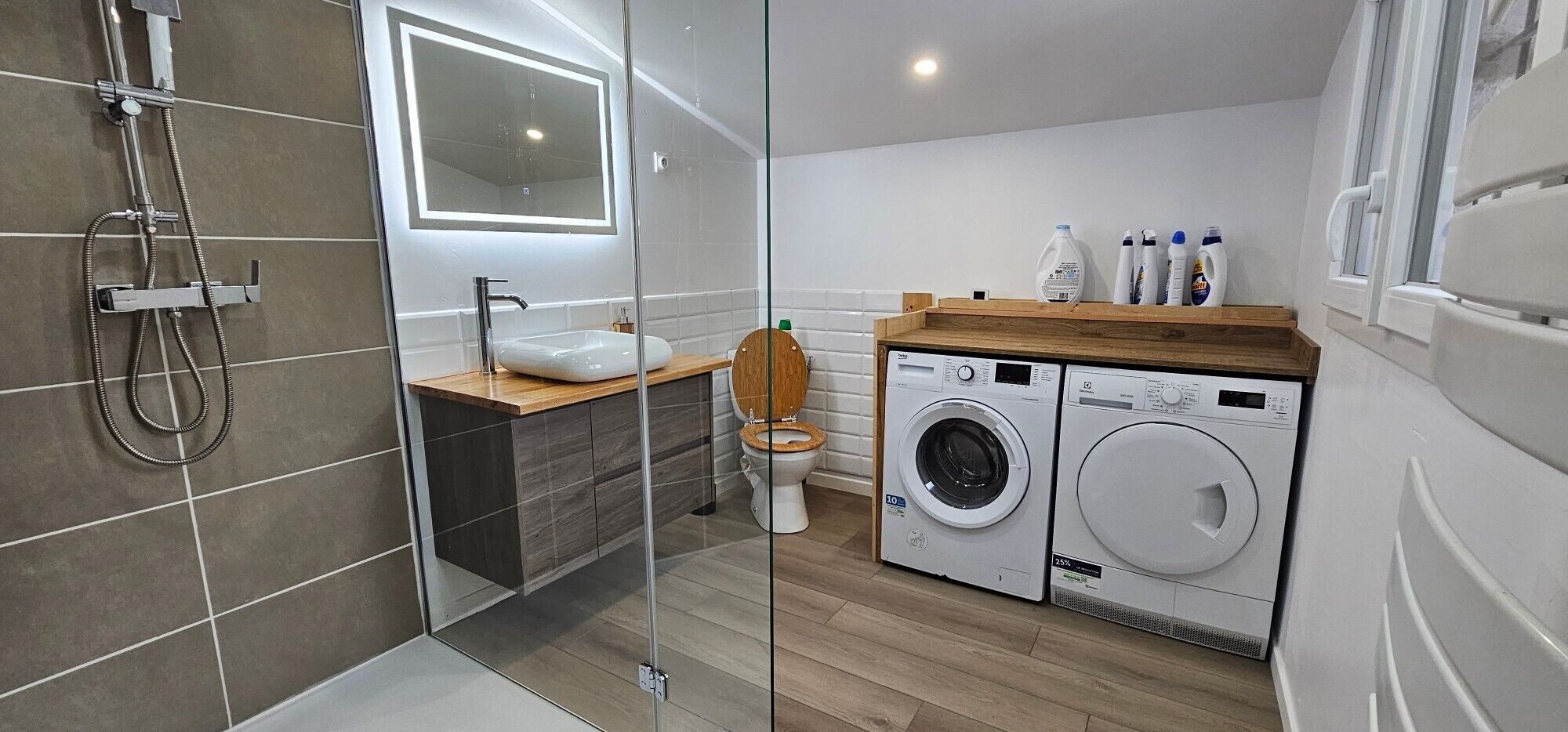 Shower, hair dryer