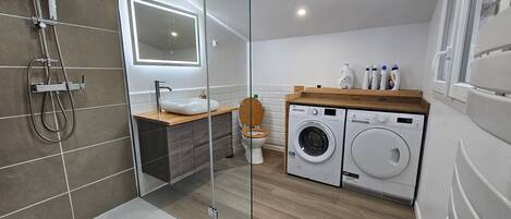 Shower, hair dryer