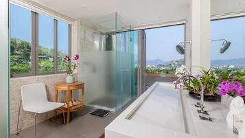 Luxury Villa, Private Pool, Ocean View | Bathroom | Free toiletries, hair dryer, towels, soap
