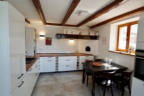 Private kitchen - Typical Istrian stone house with romantic courtyard / dog-friendly (Brtonigla)
