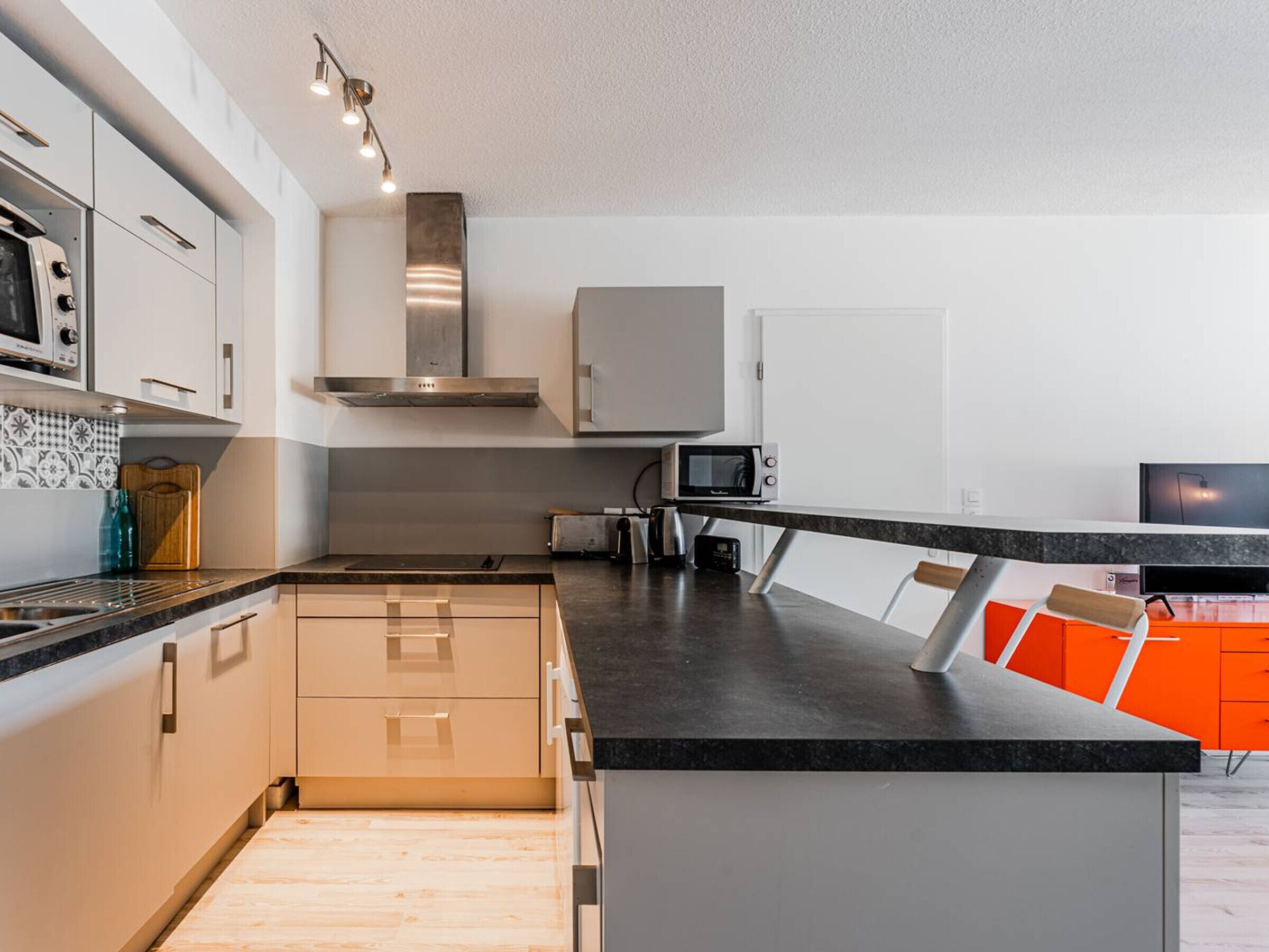 Microwave, dishwasher, toaster