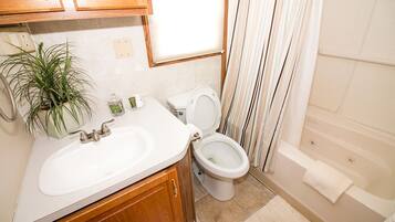 Un baño con lavabo, inodoro y bañera.