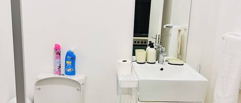 Towels, soap, toilet paper