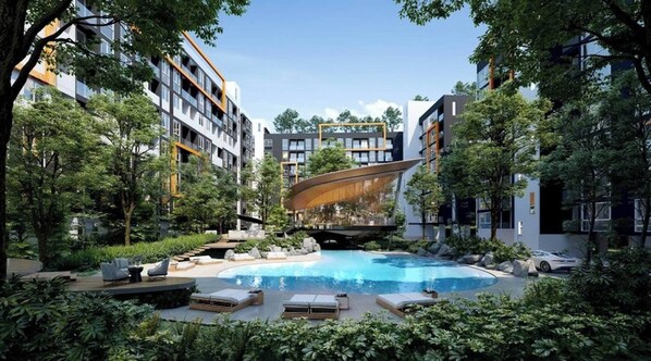 Outdoor pool - BKK Oasis Stylish & Cozy Condo Near MRT 200m (Bangkok)